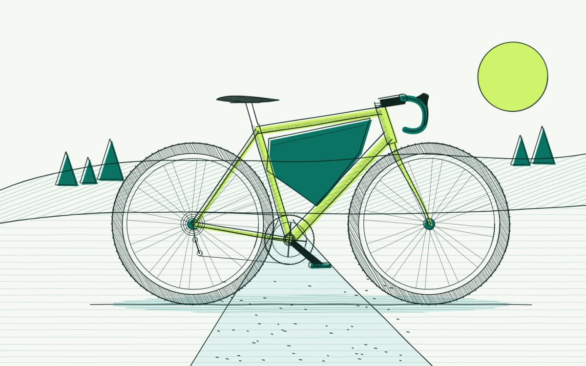 Pentekening van een gravelfiets